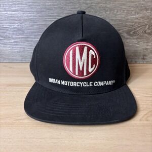 Indian Motorcycle Company Hat Cap Snap Back Black Embroidered IMC Mens Biker